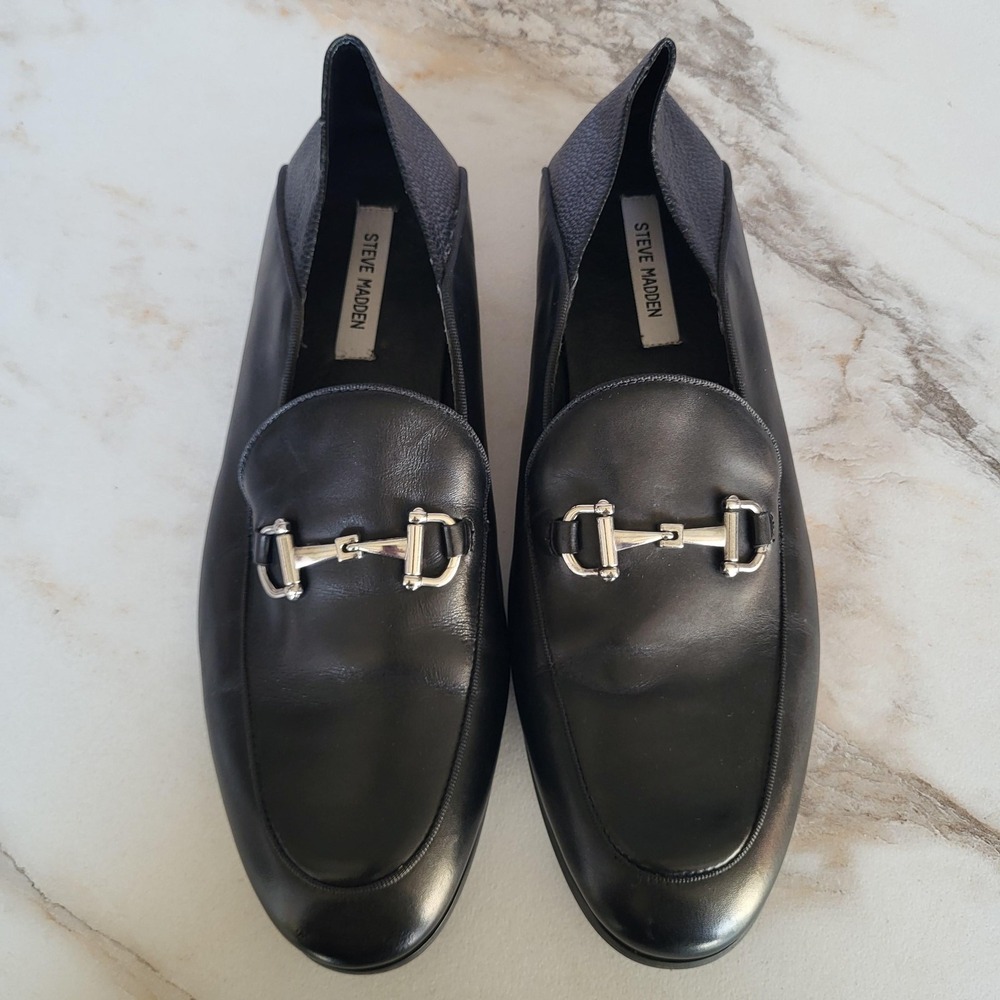 Steve Madden P.Tussin Shoes Mens Size 13 Black Leather Bit Loafers Dress Slip On